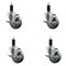 Service Caster 3.5'' SS Gray Poly Swivel 1-1/8'' Expanding Stem Caster Set with Brake, 4PK SCC-SSEX20S3514-PPUB-TLB-118-4 - alternate 1